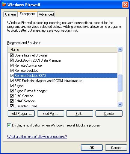 Windows Firewall Exceptions